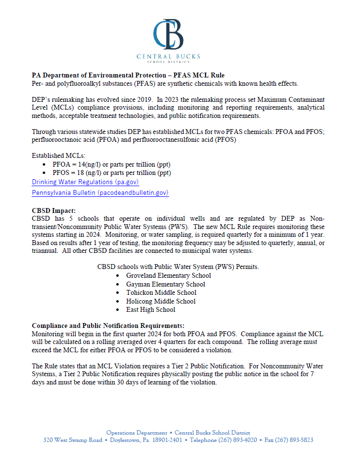 PFAS MCL Rule